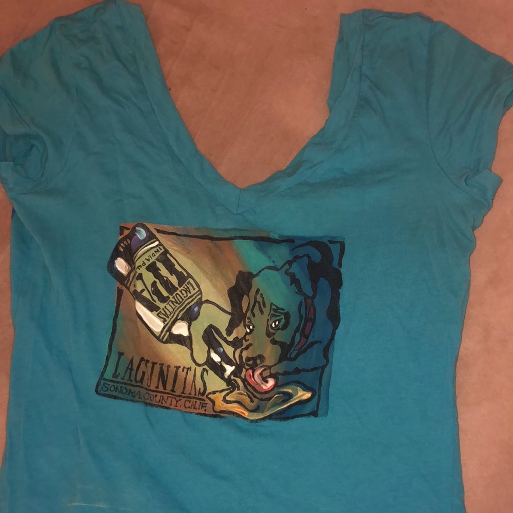 Reversible deep v Lagunitas brewery t-shirt